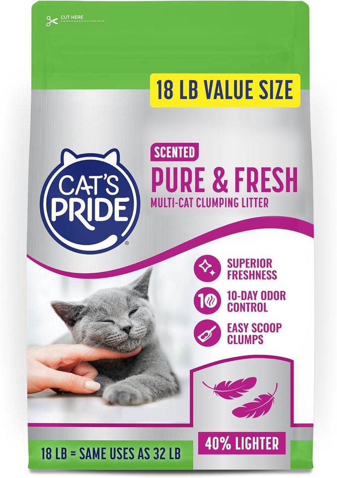 Cat's Pride Premium Lightweight Clumping Litter: Pure & Fresh, Multi-Cat, Scented, 10 Pounds
