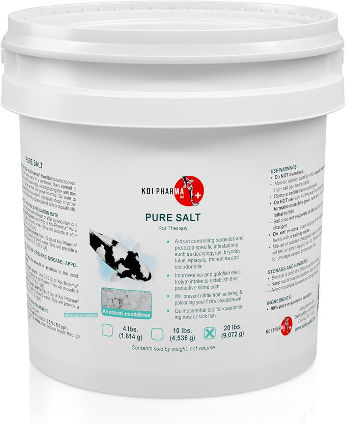 Pure Salt Koi Therapy All-Natural Pond Salt for Improved Fish Health and Nitrite Prevention 10 Pound Bag