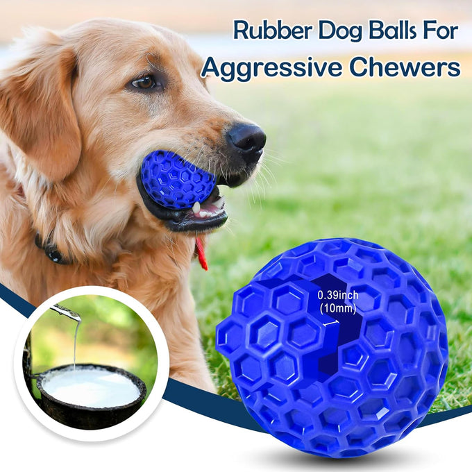 2-pack indestructible squeaky dog balls for aggressive chewers, large and medium breeds, outdoor rubber toys