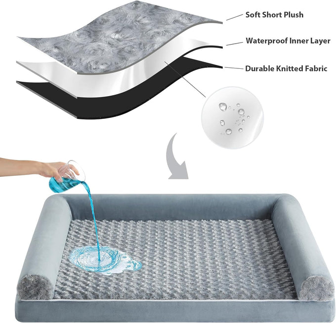 Bfpethome orthopedic dog bed for large dogs, 36x27 inches, waterproof couch pet bed with removable cover