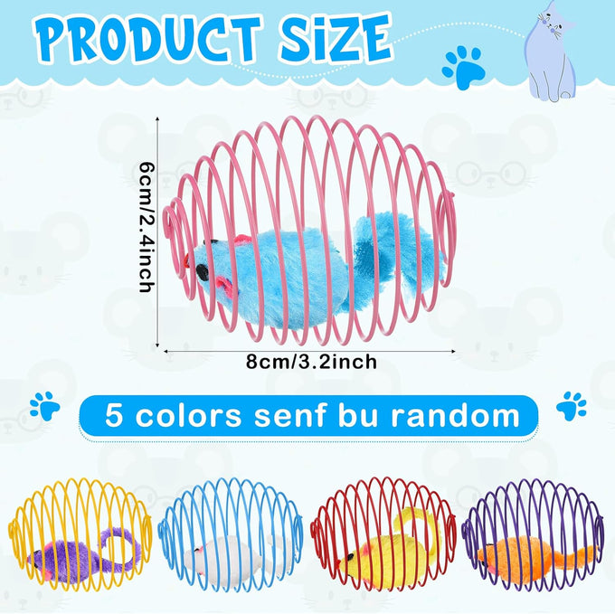 jecery 5 pcs cat spring balls colorful playful coils interactive action toys caged rats for kitten pet supplies