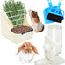 hercocci large white rabbit hay food bin feeder and bunny water bottle set with 500ml hanging dispenser