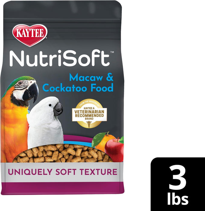 Kaytee Nutri Soft 3 Pound Pet Food for Macaw & Cockatoo Birds, Soft Texture, No Artificial Colors or Flavors