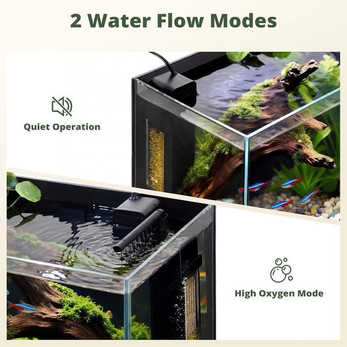 2.5 Gallon Small Fish Tank Aquarium Kit with Ultra-Clear Glass and LED Light for Desktop or Beginner Use