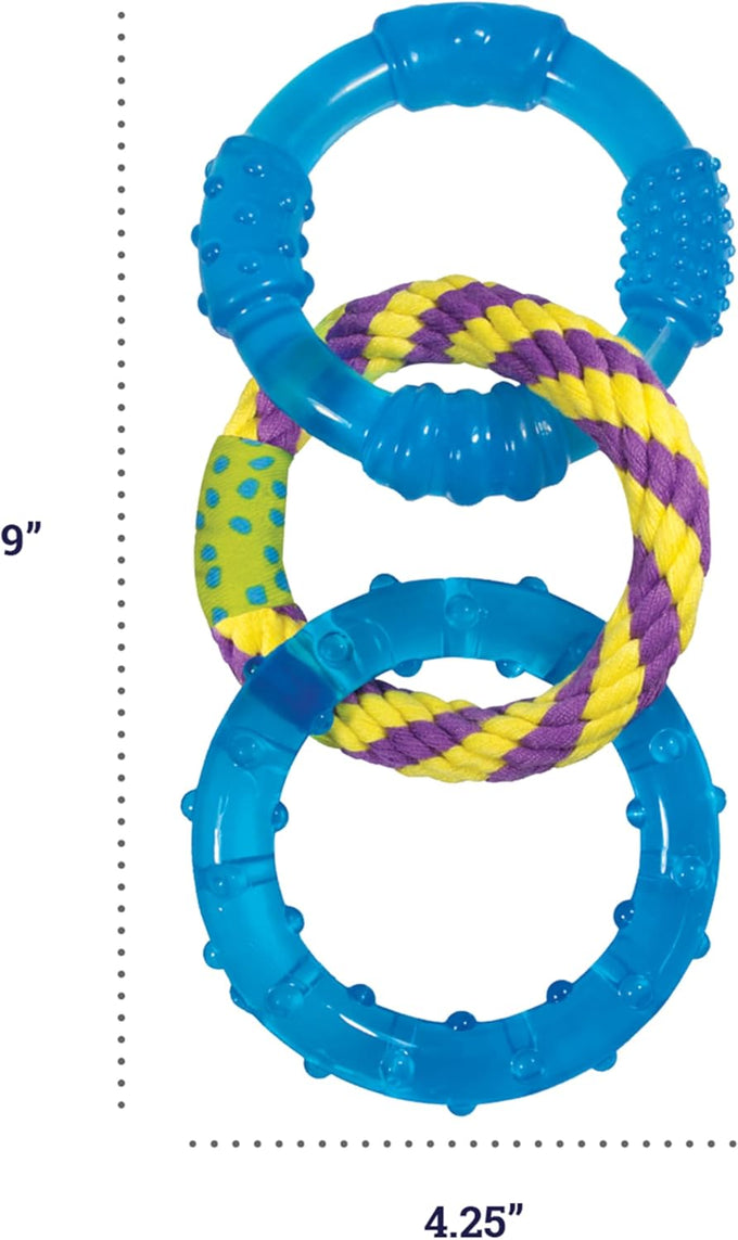 Petstages Dental Links Dog Chew Toy for puppies and adult strong chewers, 8.5" x 4" x 1" rope texture