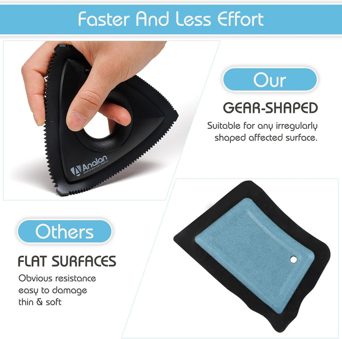 Analan Mini Triangle Pet Hair Remover for Car Detailing, Auto Interiors, Couch, and Furniture - Effectively Removes Dog & Cat Fur, Lint, and Carpet Debris in Jet Black