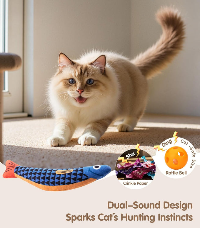 PetBusy cat toys with 5000mg organic catnip and silvervine, baby-grade soft and safe chew kicker for indoor cats and kittens