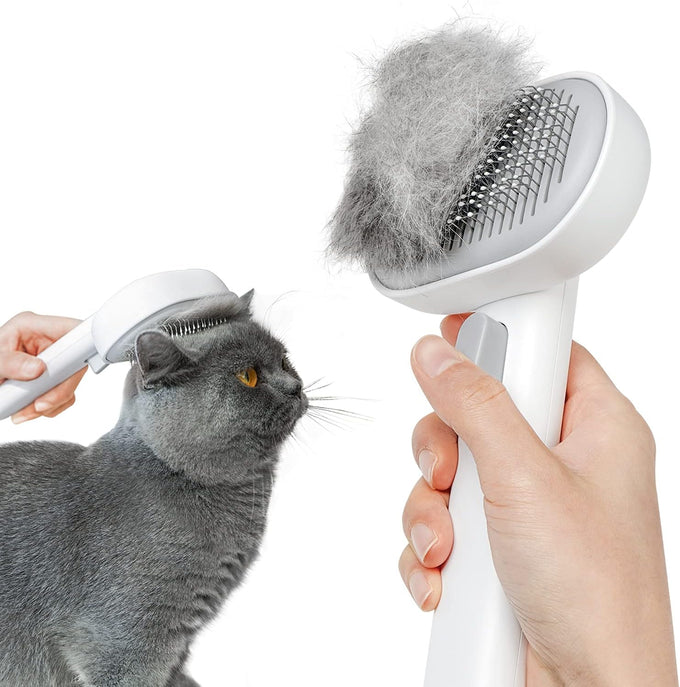 Aumuca Stainless Steel Cat Brush for Shedding, Indoor Cats, Long or Short Haired Cats, Cat Grooming, Massage, and Hair Removal