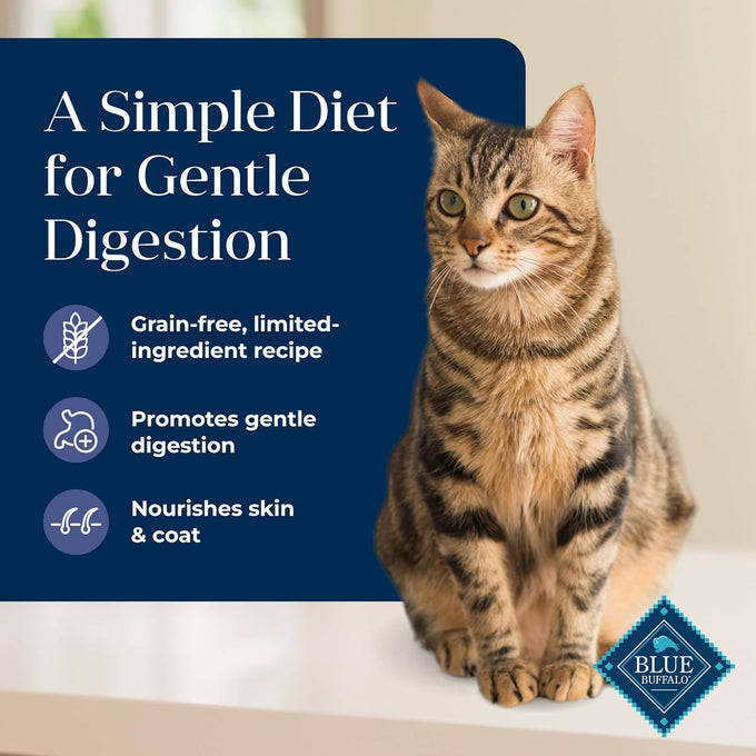 Blue Buffalo Basics Grain-Free Dry Cat Food for Indoor Cats, Duck & Potato Recipe, 11-lb Bag, Skin & Stomach Care