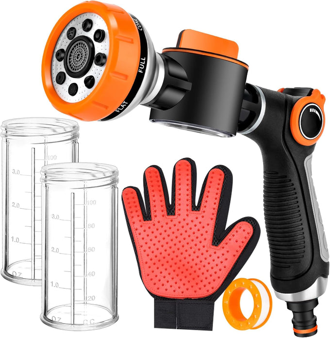 ksszzco dog washer hose attachment with 8 spray patterns and 3.5oz soap dispenser for pet showering