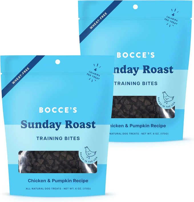 Bocce's Bakery Wheat-Free Chicken & Pumpkin Sunday Roast Dog Training Treats, 6 oz, All-Natural, USA Made