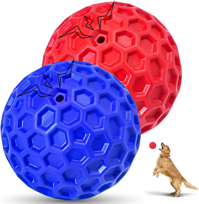 2-pack indestructible squeaky dog balls for aggressive chewers, large and medium breeds, outdoor rubber toys