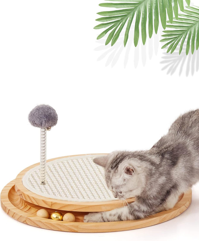 Lmugoos Cat Scratcher Natural Sisal Scratching Pad with Ball Track Spring Ball for Kitten Exercise Toy