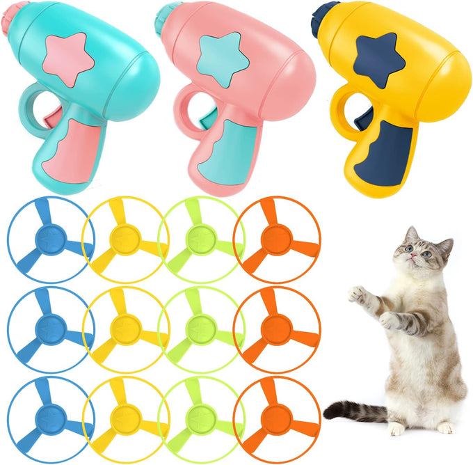 cat fetch toys with colorful flying propellers for kitten training and play