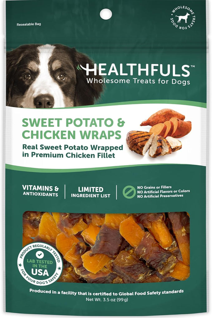 healthfuls chicken wrapped sweet potato dog treats 16oz high protein low fat usa lab tested