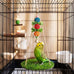 Bird Swing with Wooden Perch Stand for Parakeets, Cockatiels, Conures, Adjustable Rope and Rattan Chew Balls Cage Accessory
