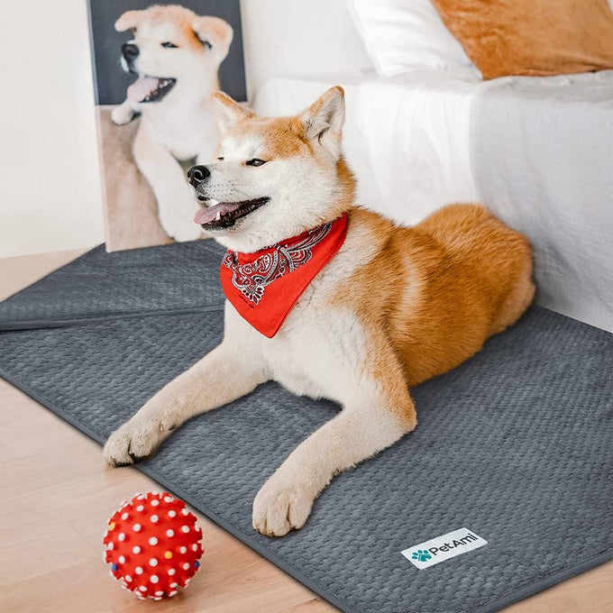 PetAmi waterproof gray dog blanket for medium large dogs, leakproof fleece throw for cats, 40x60 inches sofa couch cover protector