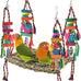 katumo seagrass bird swing mat with stainless chains and colorful toys for small parrots