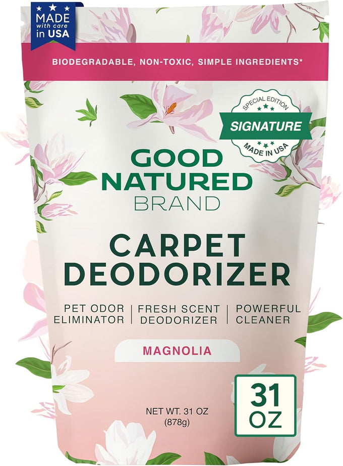 Good Natured Brand carpet deodorizer 31 oz pet odor eliminator powder fresh natural lemon scent safe homes pets