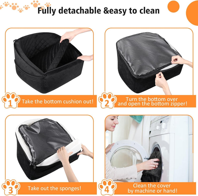 NEEZUKAR Dog Car Seat for Small Medium Dogs, detachable washable dog booster seat under 30lbs, pet car seat travel bed with storage