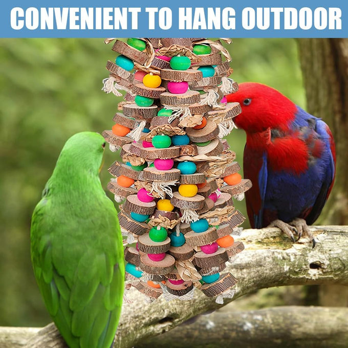18inch multicolored wooden blocks parrot cage bite toy for macaws conures african greys