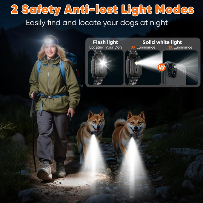 Dog shock collar for 2 dogs, 3300ft remote range with real-time dual-channel control, orange, fits 8-120 lbs all breeds sizes