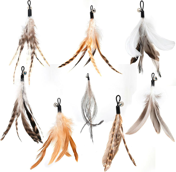 miwoowim 2PCS ultra-long teaser cat toys with 9PCS da bird feather refills, fishing pole toy and feather attachment replacement