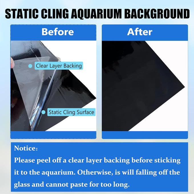 xcno black fish tank static cling background, 47 x 18 in, waterproof, tear resistant