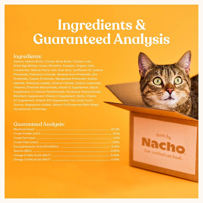 Made by Nacho Wet Cat Food in Sustainably-Caught Salmon with Bone Broth Gravy (12) 3 oz. Pouches