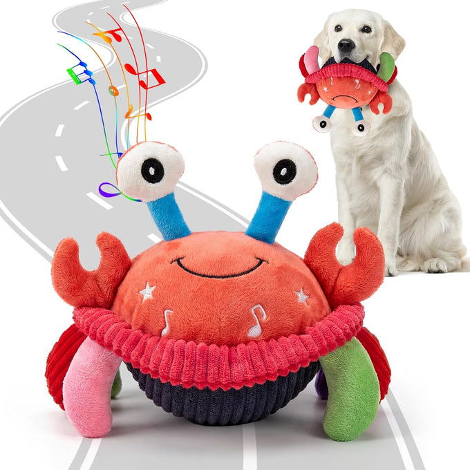 Baborui Rechargeable Interactive Dog Toy in Blue, Jumping Squeaky Toy with Recording and Music Modes for Small to Large Dogs