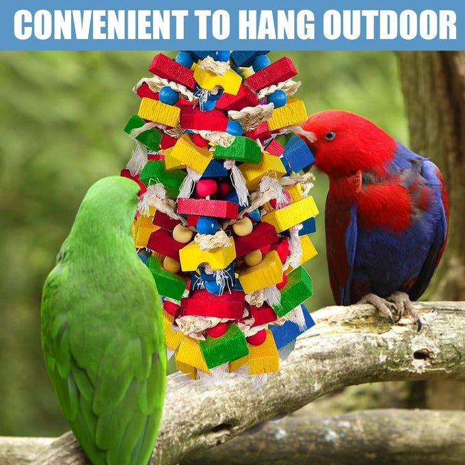 multicolored wooden blocks bird chewing toy parrot cage bite toy for macaws cockatoos african grey and large parrot birds