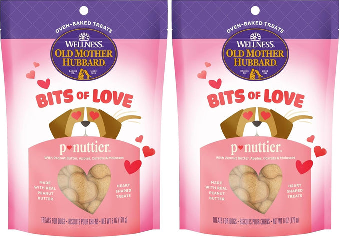 Old Mother Hubbard Natural Peanut Butter Flavor Dog Biscuits, 6 oz Bag, Valentine's Day Seasonal Treats