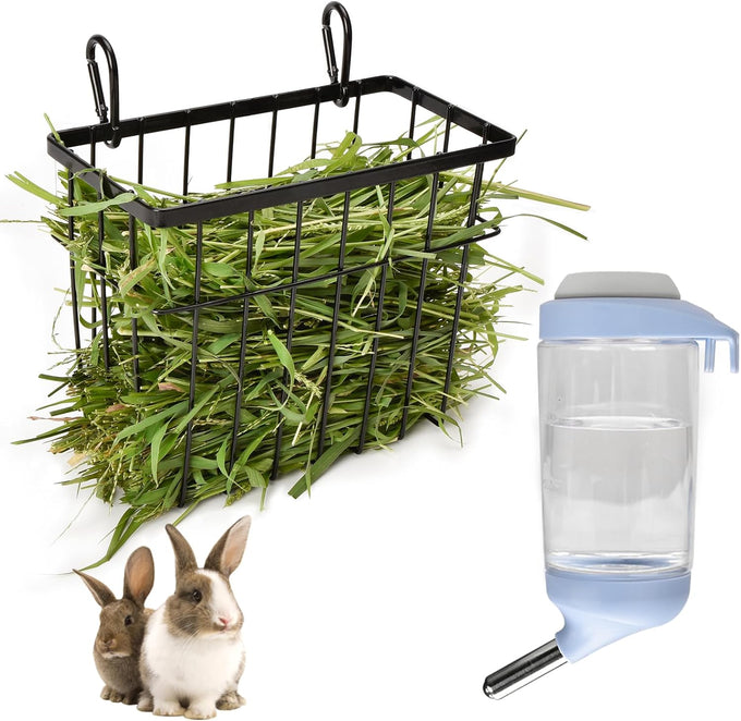 sangle sophfy rabbit hay feeder small animal feeding set with 350ml water bottle