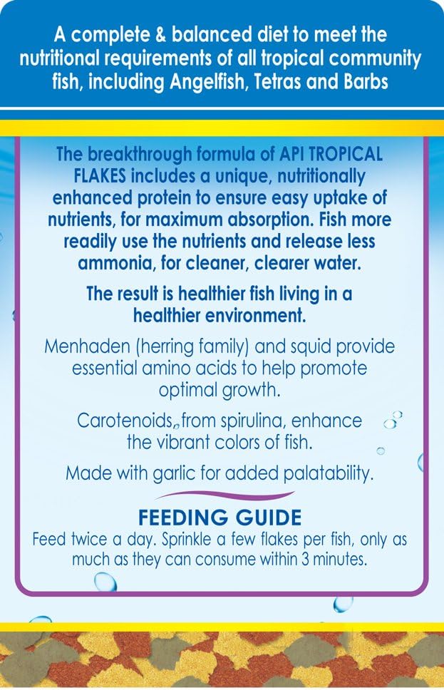 api tropical flakes fish food 5.7-ounce container for tropical community fish