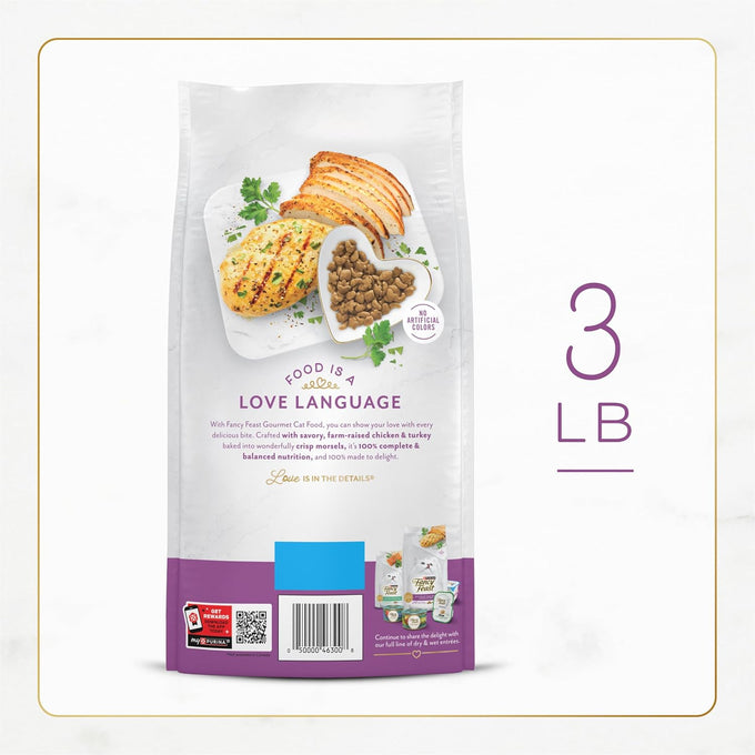 Fancy Feast Purina Savory Farm-Raised Chicken and Turkey Dry Cat Food, 3 lb Bag