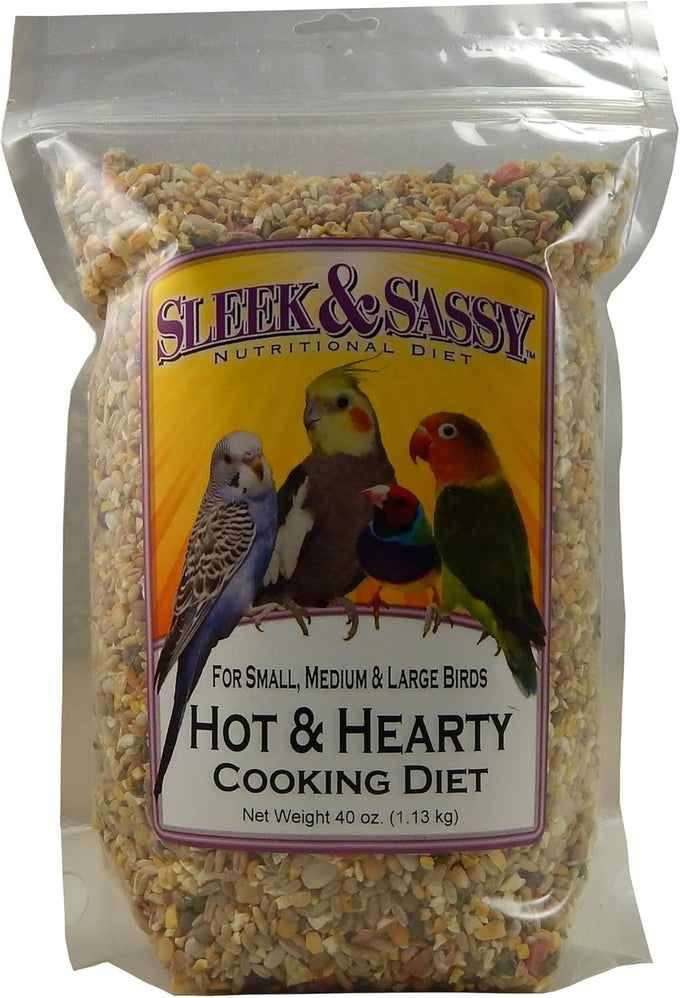 Hot & Hearty Premium Cooking Diet for Birds SLEEK & SASSY, 40 oz, Family Owned & Operated, Natural Ingredients