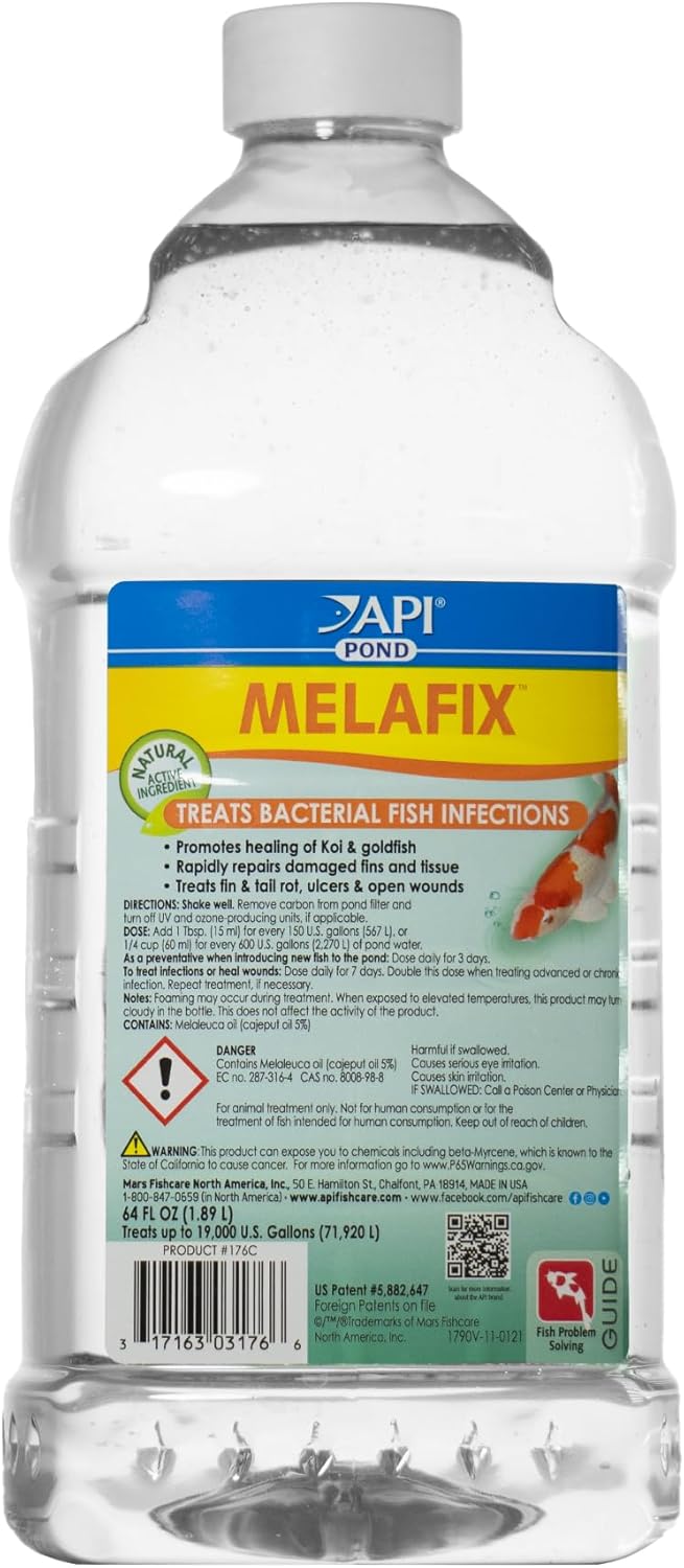 API POND MELAFIX Pond Fish Infection Remedy, 64-Ounce Bottle for Freshwater Pond Health