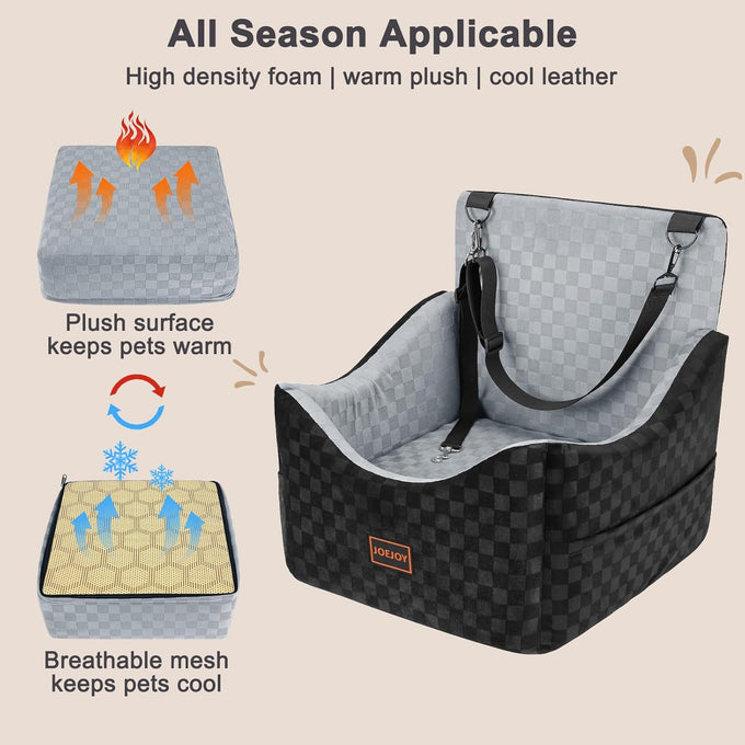 joejoy elevated dog car seat for small medium dogs up to 35 lbs with memory foam booster seat grey