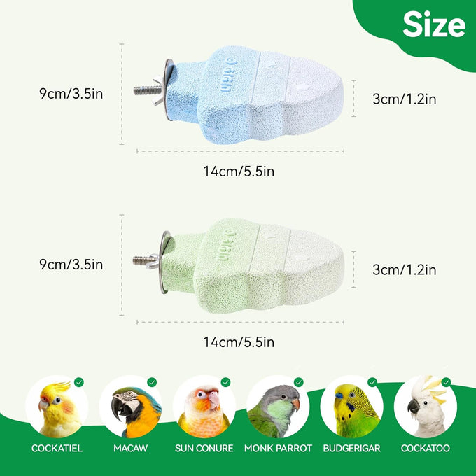 2-pack Bird Beak Grinding Stone Parrot Perch for Cage Accessories