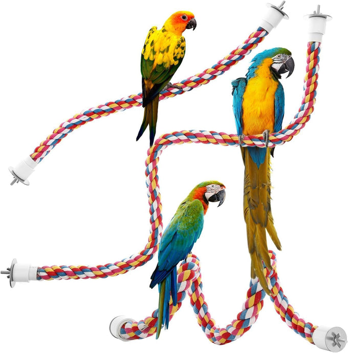 36-inch bird rope perch for parrots and large birds, multi-colored cotton rope, 1 pack
