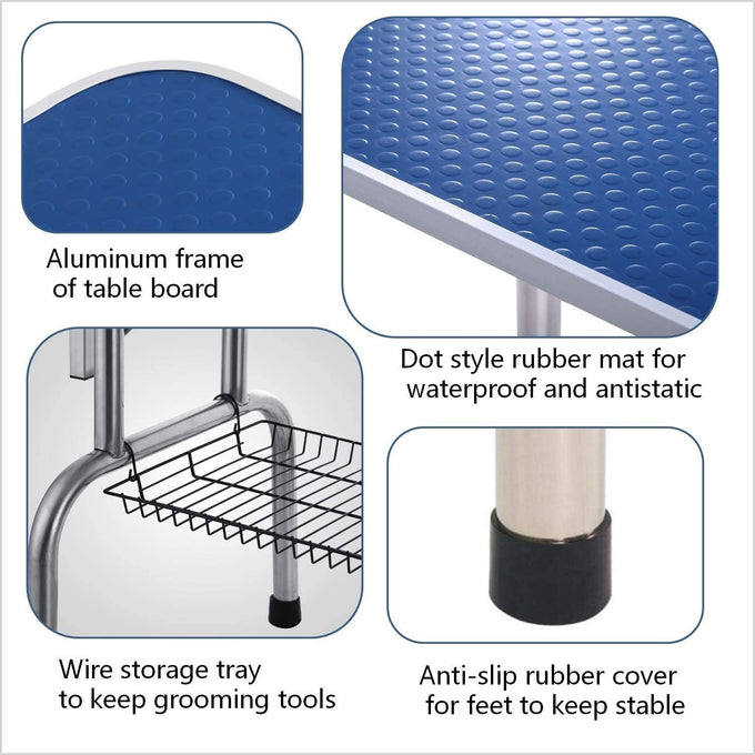 36 inch foldable dog grooming table with adjustable arm blue maximum capacity 330lbs