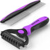 Docrok pet grooming combo with metal comb for detangling and dematting long fur on dogs and cats, blue