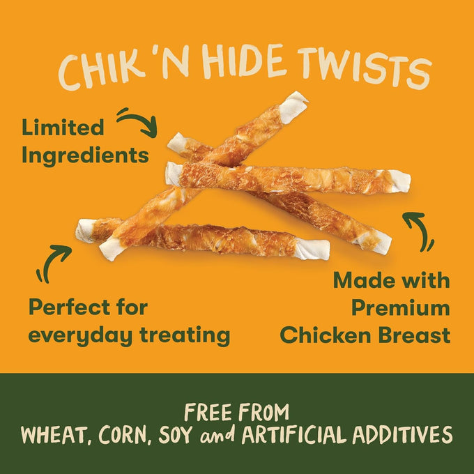Pet 'n Shape Chik 'n Hide Twists 100% Natural Chicken Rawhide Dog Treats, Small, 16 oz, Grain Free