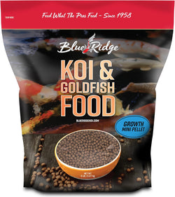 Blue Ridge Koi Fish Food 5lb - Mini Growth Formula for Koi and Goldfish in Ponds, Premium Floating Pellets