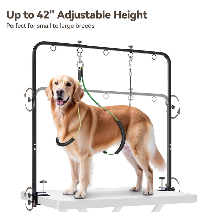 heavy duty dog grooming station for home use 42" height 27-39" width clamp fits up to 2.76"