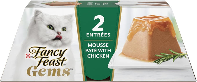 fancy feast gems pate cat food mousse with chicken and savory gravy 4 oz boxes