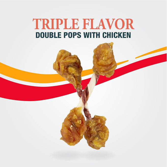 Good 'n' Fun, Triple Flavor Double Pops with Chicken Dog Snacks, Gourmet, Long-Lasting, 5.5 Ounces