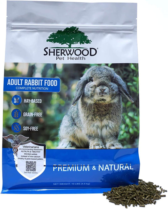 Sherwood adult rabbit food, 4.5 lbs, alfalfa timothy hay-based blend, grain and soy-free for digestive health
