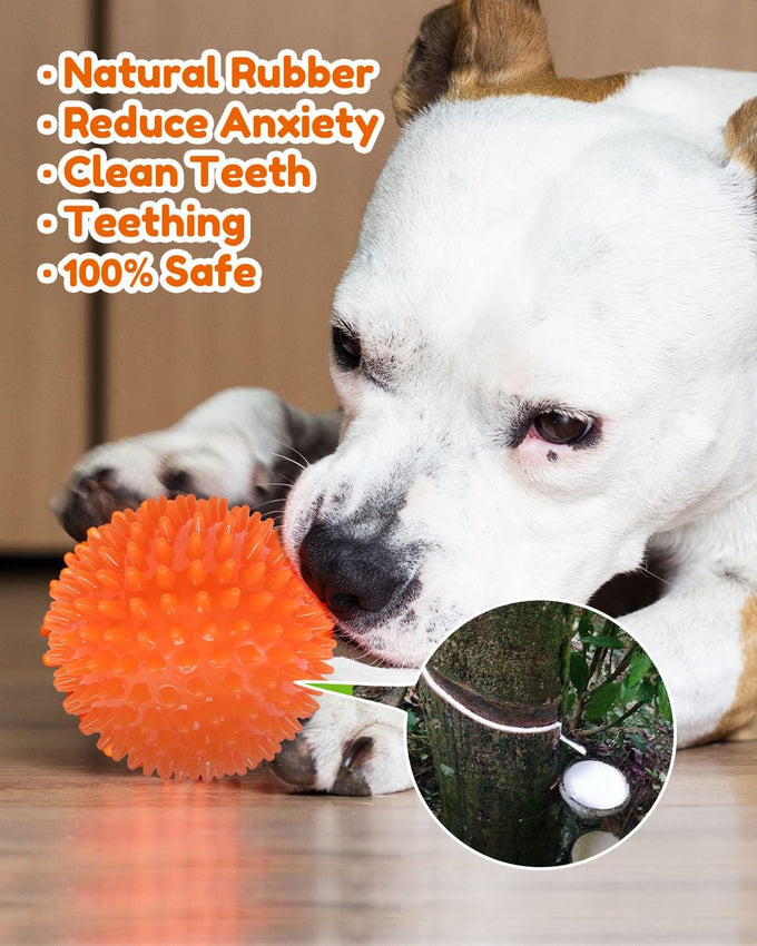 pweituoet 4.5" heavy duty squeaky dog balls for medium large dogs, 2 pack