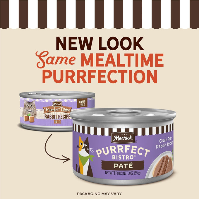 Merrick grain free rabbit pate cat food 3 oz cans, pack of 24, wet cat food for strong muscles and overall health